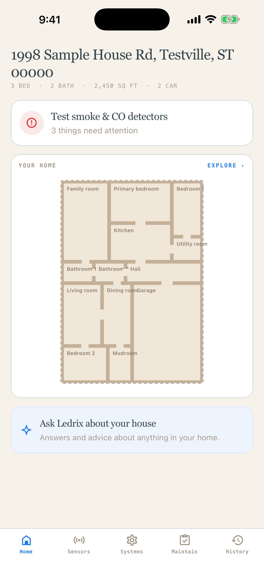 Ledrix Home — the home dashboard